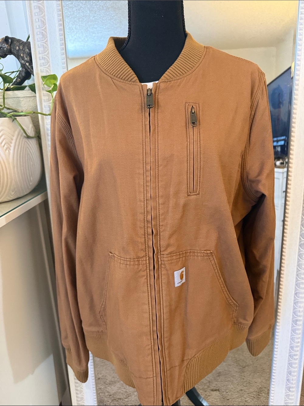 Carhartt Tan Brown Canvas Zip Bomber Jacket